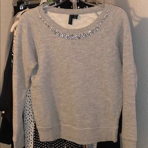Cynthia Rowley beaded neckline sweater